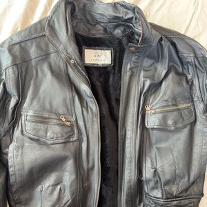Cougar Men's Dark Gray Leather Field Jacket